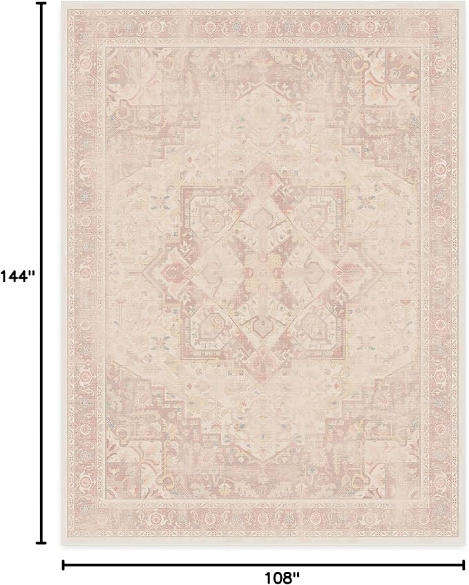 RUGGABLE Washable Area Rug – Kamran Soft Pink 9x12, Stain-Resistant, Non-Slip – - Image 2