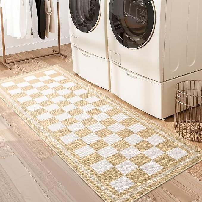 Vasofe 2x6 Runner Rug for Hallway, Washable Checkered Jute Rugs, Outdoor Indoor - Image 4