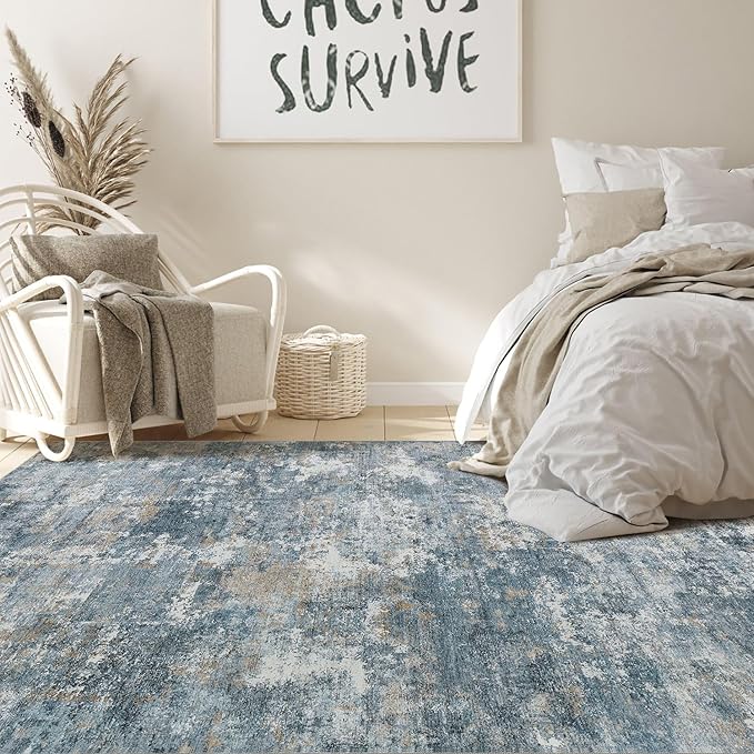 Nakagishi 5x7 Area Rugs Living Room: Washable Abstract Large Neutral Soft Rug - Image 4