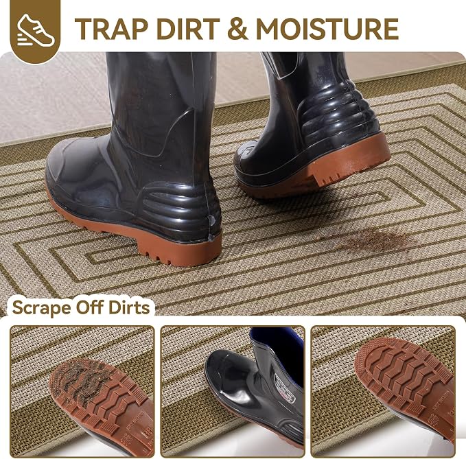 Front Door Mat 24''x35'', Absorbent Muddy Dirt Resist Washable Non Slip - Image 3