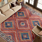 Area Rug 7x9 Rug Machine Washable Non-Slip Low Pile Print Pattern Western Rug - Image 7
