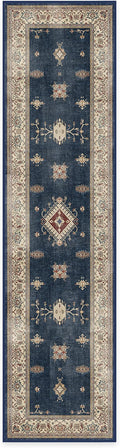 RUGGABLE Washable Vintage Runner Rug – Verena Sapphire 2.5x10, Stain-Resistant by RUGGABLE