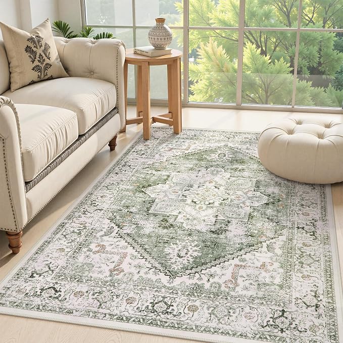 LIVEBOX Washable Area Rug 4x6 Vintage Tribal Bedroom Rugs Vintage Low-Pile - Image 2