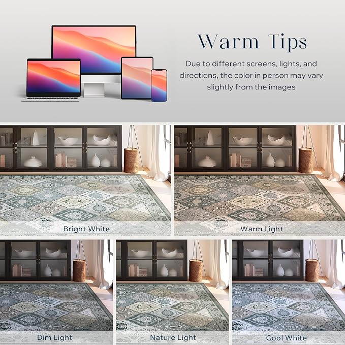 Phantoscope Washable Runner Rug 2'x6' Non-Slip, Vintage Boho Hallway Rugs - Image 9