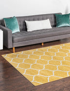 Rugs.com Lattice Frieze Collection Rug – 5' x 8' Yellow Medium Rug Perfect - Image 3