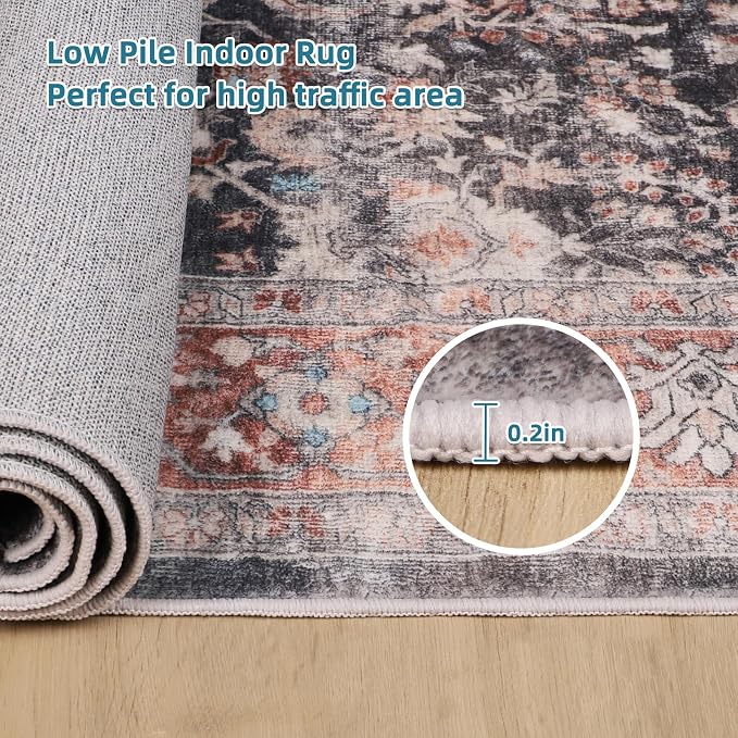 Dripex Vintage Washable Rug 2x3 Indoor Door Mat Non-Slip Bathroom Mat - Image 4