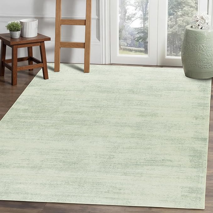 Sage Green Rugs for Bedroom, Small Boho Abstract Washbale Non Slip Area Rug for - Image 2