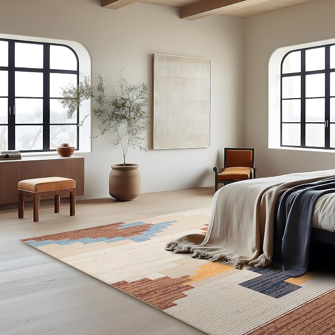 Phantoscope Washable Area Rug 5'x7' Non-Slip, Modern Neutral Boho Rugs - Image 5