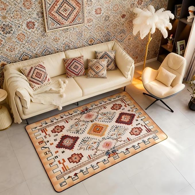 Bohemian Large Area Rug 5x7 Boho Decor Western Living Room Rug | Southwestern - Image 5