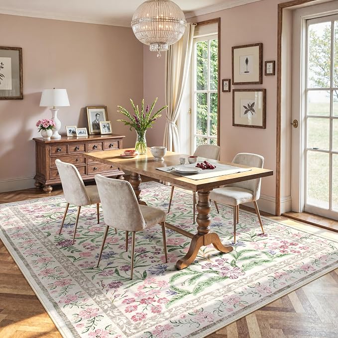 Wonnitar Purple Floral 8x10 Area Rugs, Washable Rug - Image 8