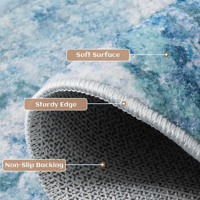 Round 5ft Area Rug Modern Abstract Washable Carpet - Image 7