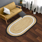 Oval Jute Runner 2x14 Flatweave Kilim Runner Hand Braided Jute Thick 0.27" - Image 2