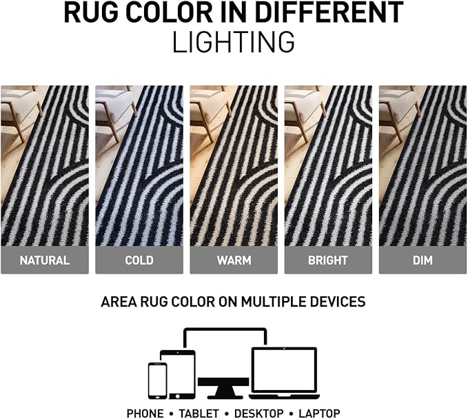 Rugshop Abstract Arch Shag Area Rug Anthracite Dark Gray 5' x 7' Great - Image 8