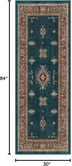 RUGGABLE Washable Vintage Runner Rug – Verena Teal Blue 2.5x7, Stain-Resistant - Image 3