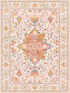 Area Rugs Square 10ft Washable Non-Slip, Floral Vintage Distress Print Pattern - Image 8
