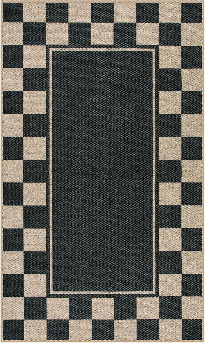Moynesa Easy Jute Rug Checkered Outdoor Patio Rug 3x5, Washable Rugs - Image 8