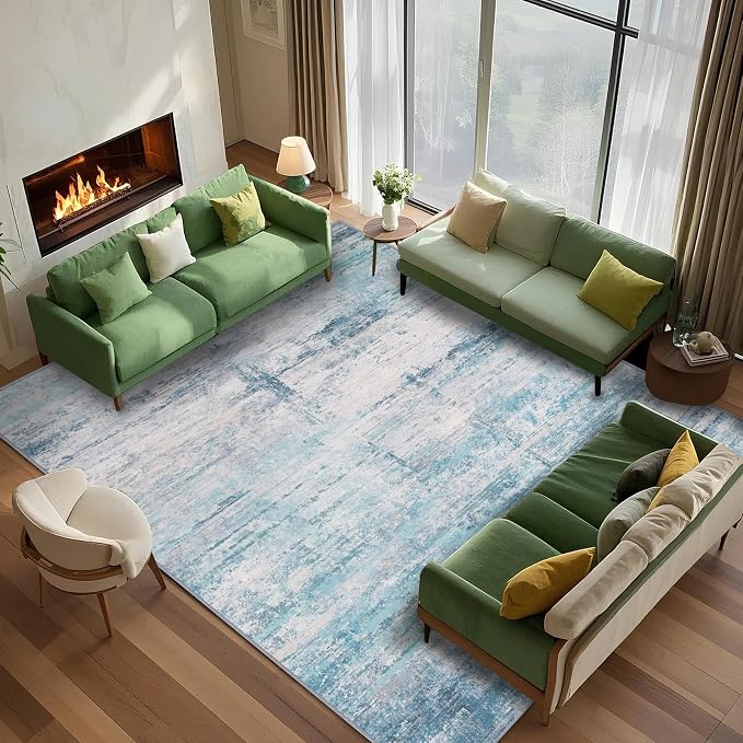 Abstract 5x8 Area Rug Washable Soft Large Non-Slip Carpet by FLYRUGGO