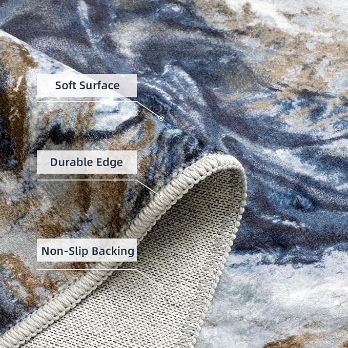 2x8 Runner Rug for Hallways Kitchen Modern Abstract Washable Runner Rug Soft - Image 4