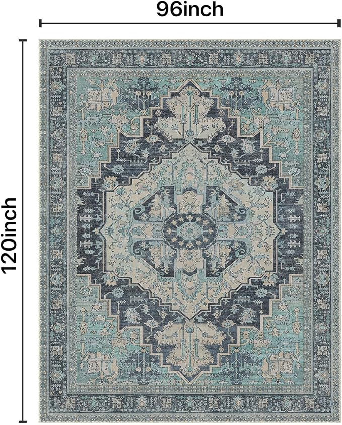 GENIMO 8X10 Area Rugs for Living Room, Machine Washable Vintage Floor Cover - Image 2