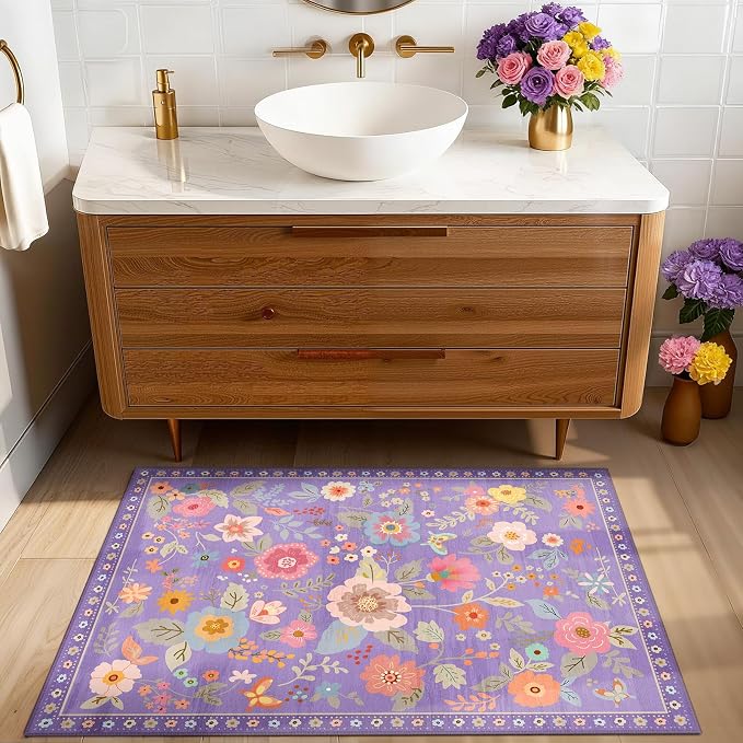 Floral 2x3 Area Rug Machine Washable Soft Print Boho Carpet Non Slip Doormat - Image 8