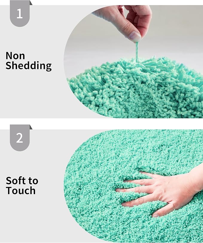 Bathroom Runner Rug 24x59 Spa Blue Non Slip Fluffy Long Bath Mat - Image 4