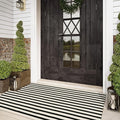 Striped Outdoor Rugs 3'x5', Cotton Hand Woven Rug Front Door Mat, Washable by Sungea