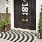 Striped Outdoor Rugs 3'x5', Cotton Hand Woven Rug Front Door Mat, Washable by Sungea