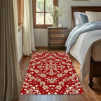 Red Flower Carpet for Living Room, 3x5 Non-Slip Washable Low Pile Abstract by Gearsly