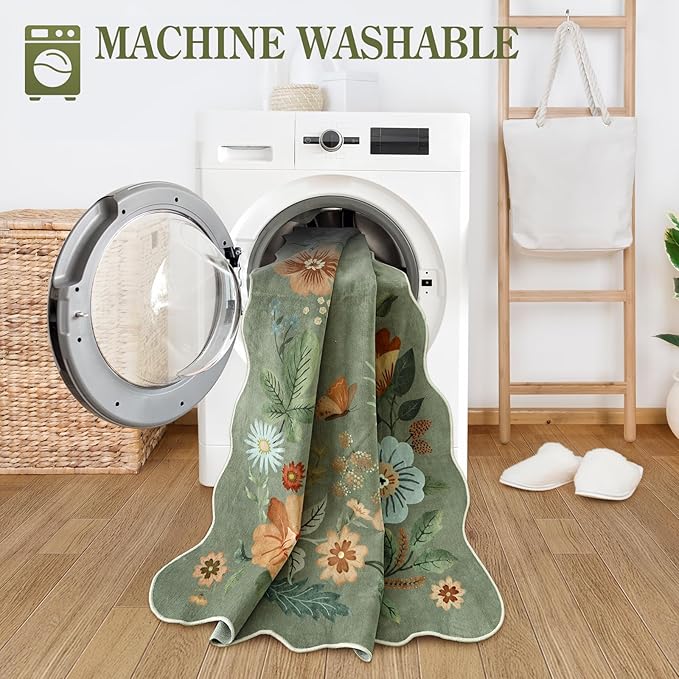 Lahome Floral 9x12 Area Rugs for Living Room Bedroom, Soft Washable Rugs 9x12 - Image 4