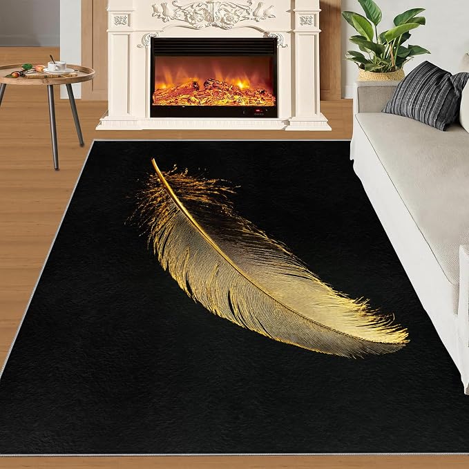 Golden Feathers Rugs for Bedroom - Image 2