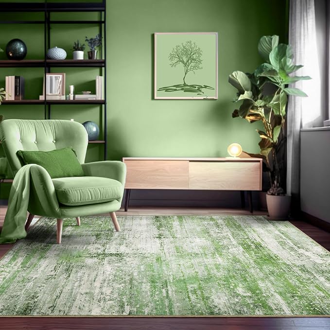 Abstract 6x8 Area Rug for Living Room Dining Room Home Office Bedroom Sage Green - Image 3