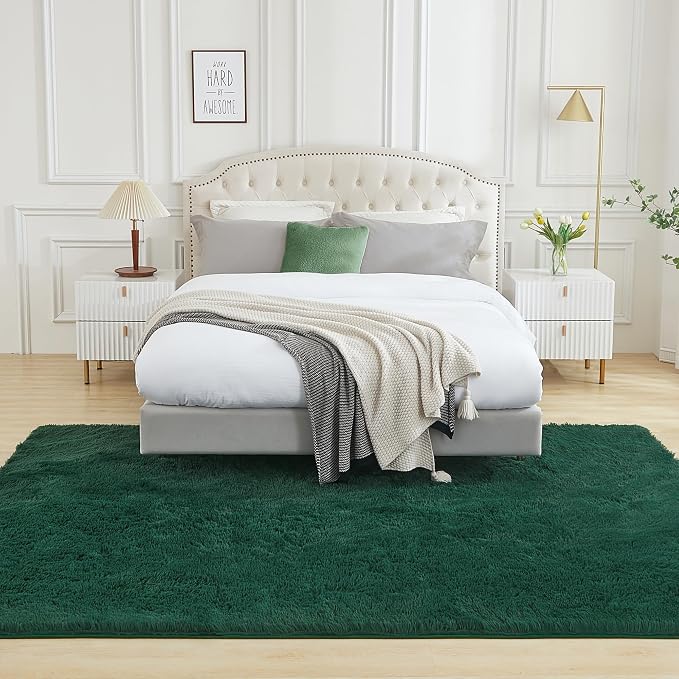 Andency 6x9 Area Rugs Emerald Green, Large Shag Fluffy Soft Shaggy Rugs - Image 3
