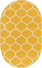 Rugs.com Lattice Frieze Collection Rug – 3' 3 x 5' 3 Oval Yellow Medium Rug - Image 10