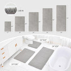 Gray Bathroom Runner Rug 24x59 Non Slip Fluffy Long Bath Mat - Image 2