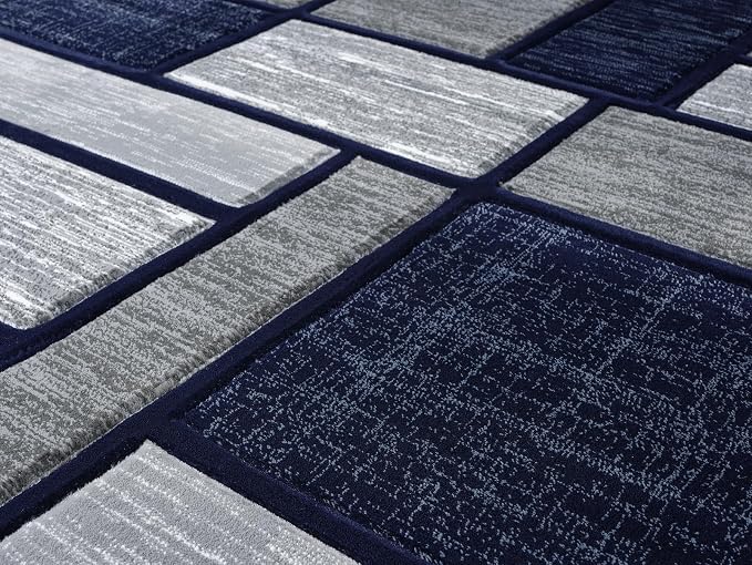 Navy Blue Geometric 8x10 Area Rug – Modern Patterned Carpet - Image 5
