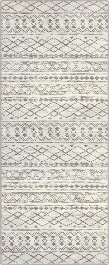 KUTA Moroccan Boho Runner Rug 2.6x10 Non-Slip Vintage Beige Washable Hallway - Image 8