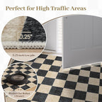 LIVEBOX 3x5 Washable Area Rug Checkered, Non-Slip Small Entryway Rug Black - Image 9