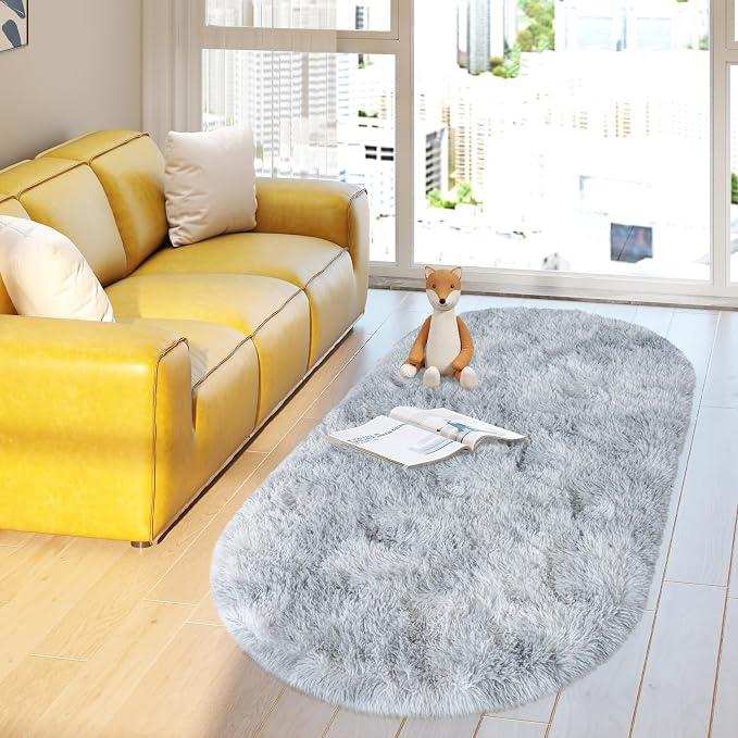 Soft Fluffy Area Rug for Bedroom, Fuzzy Shaggy Oval Throw Rugs for Bedside - Image 8