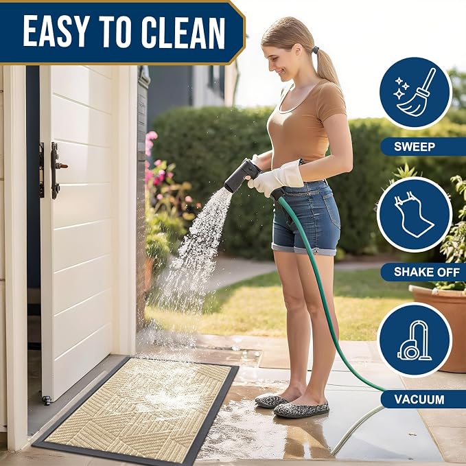 Kitinjoy Front Door Mat Outside Entrance, Sturdy Natural Dirt Trapper, Heavy - Image 6