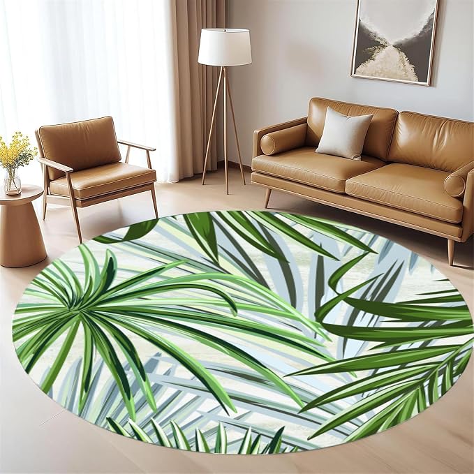 Round Rug 5ft - Pink Tropical Floral - Image 3