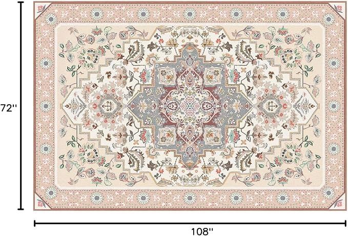 Phantoscope Washable Area Rug 6'x9' Non-Slip, Vintage Boho Rugs - Image 2