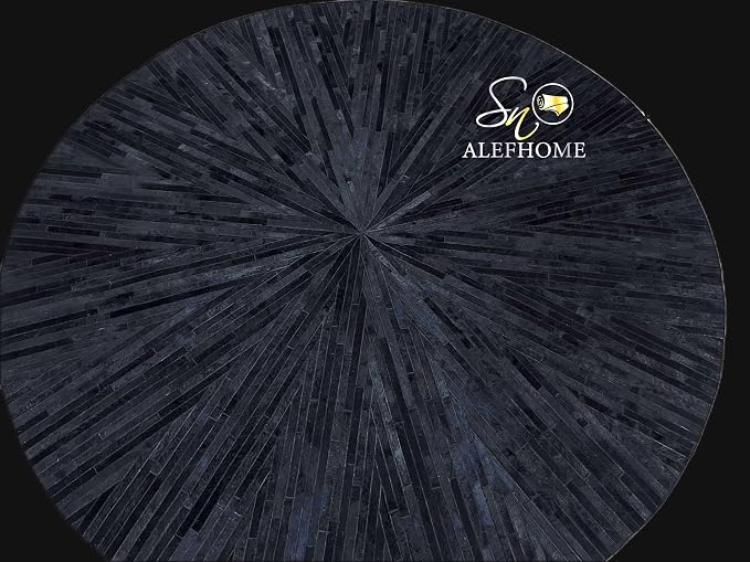 Faux Cowhide Round Area Rug | Non-Slip Leather Floor Carpet - Image 6