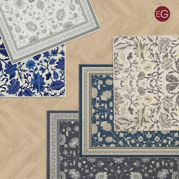 EVERGRACE Hallyway Area Runner Rugs 2x8, Boho Floral Faux Wool Indoor Outdoor - Image 7