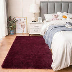 duduta Burgundy Plush Rugs for Bedroom 3x5 ft, Fluffy Shag Rug for Dorm Nursery - Image 7