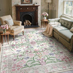 Wonnitar Purple Floral 8x10 Area Rugs, Washable Rug by Wonnitar