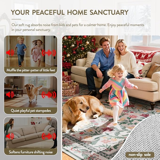 Lahome Christmas Rugs 8x10 Living Room Decor, Washable Area Rugs - Image 6