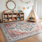Boho Rugs for Bedroom Girls Playroom, Distressed Medallion Printed 8x10 Rugs - Image 3