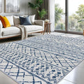 KUTA Moroccan 8x10 Rugs for Living Room Blue White, Washable Boho Area Rug by KUTA