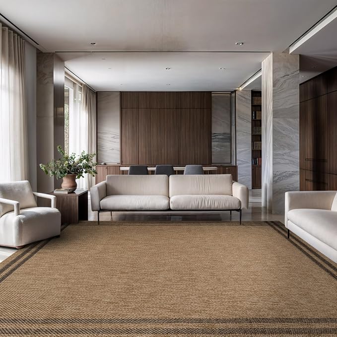 Easy Jute Rugs 10x14 Bordered Natural Color Living Room Indoor Outdoor Area Rug - Image 4