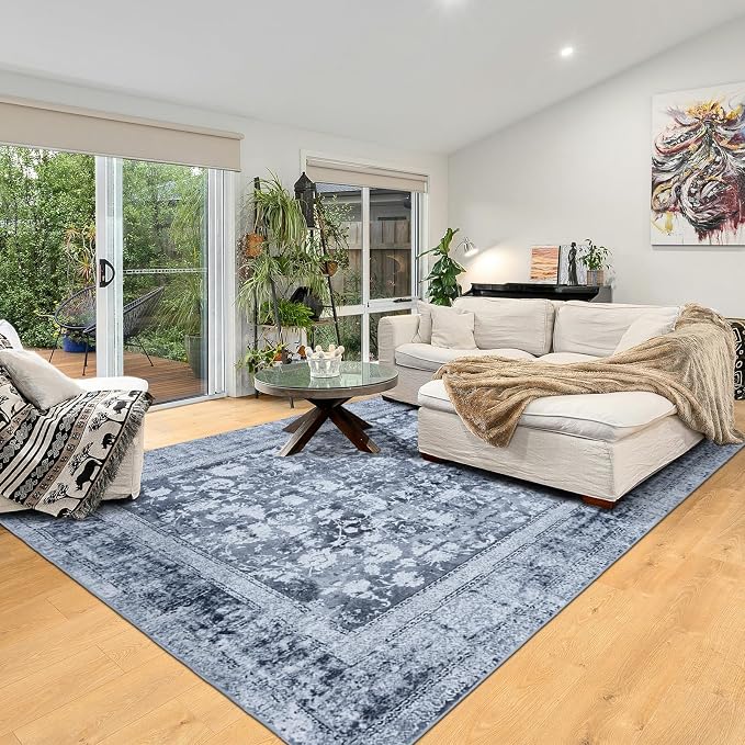 Area Rug 8×10, Large Vintage Boho Rug, Ultra-Soft Low Pile, Non Slip, Stain - Image 7